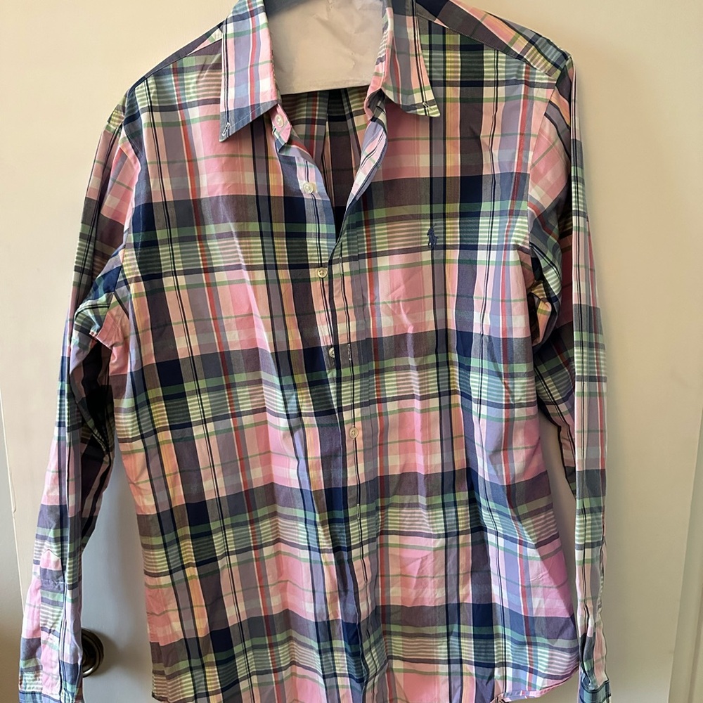 Ralph Lauren Pink and Blue Casual Button Down Shirt
